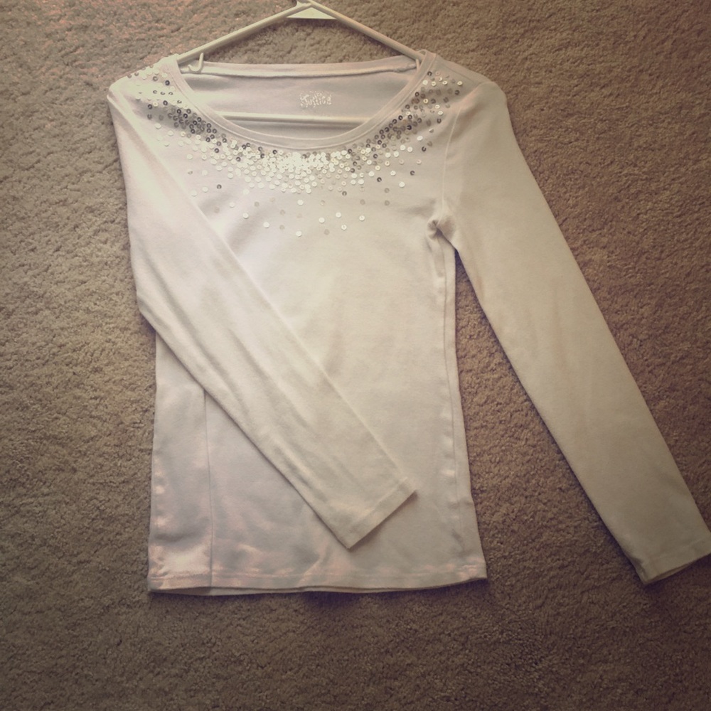 Justice long sleeve shirt/ white with sequins
